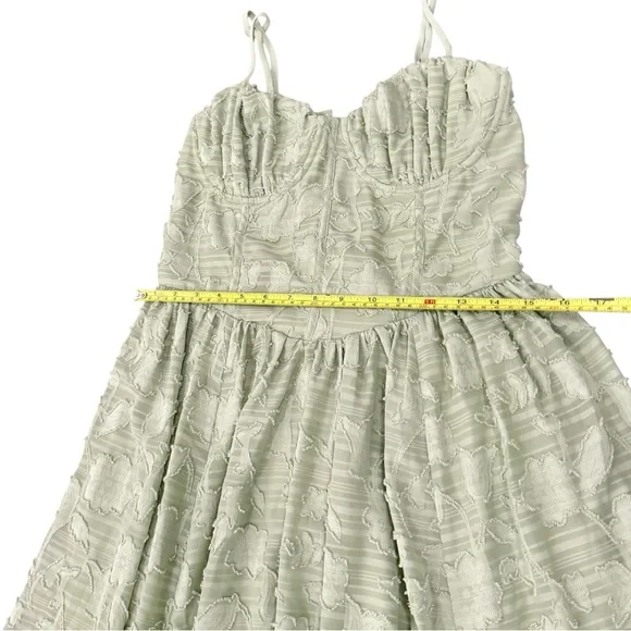 Jessica Simpson Corset Dress, Light Sage Green Textured, Lined,spaghetti strap - Picture 6 of 11
